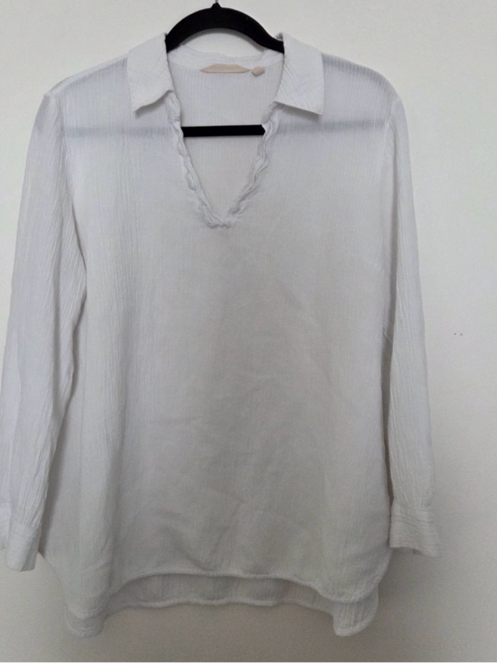 Soft Surroundings White Collared V-Neck Tunic